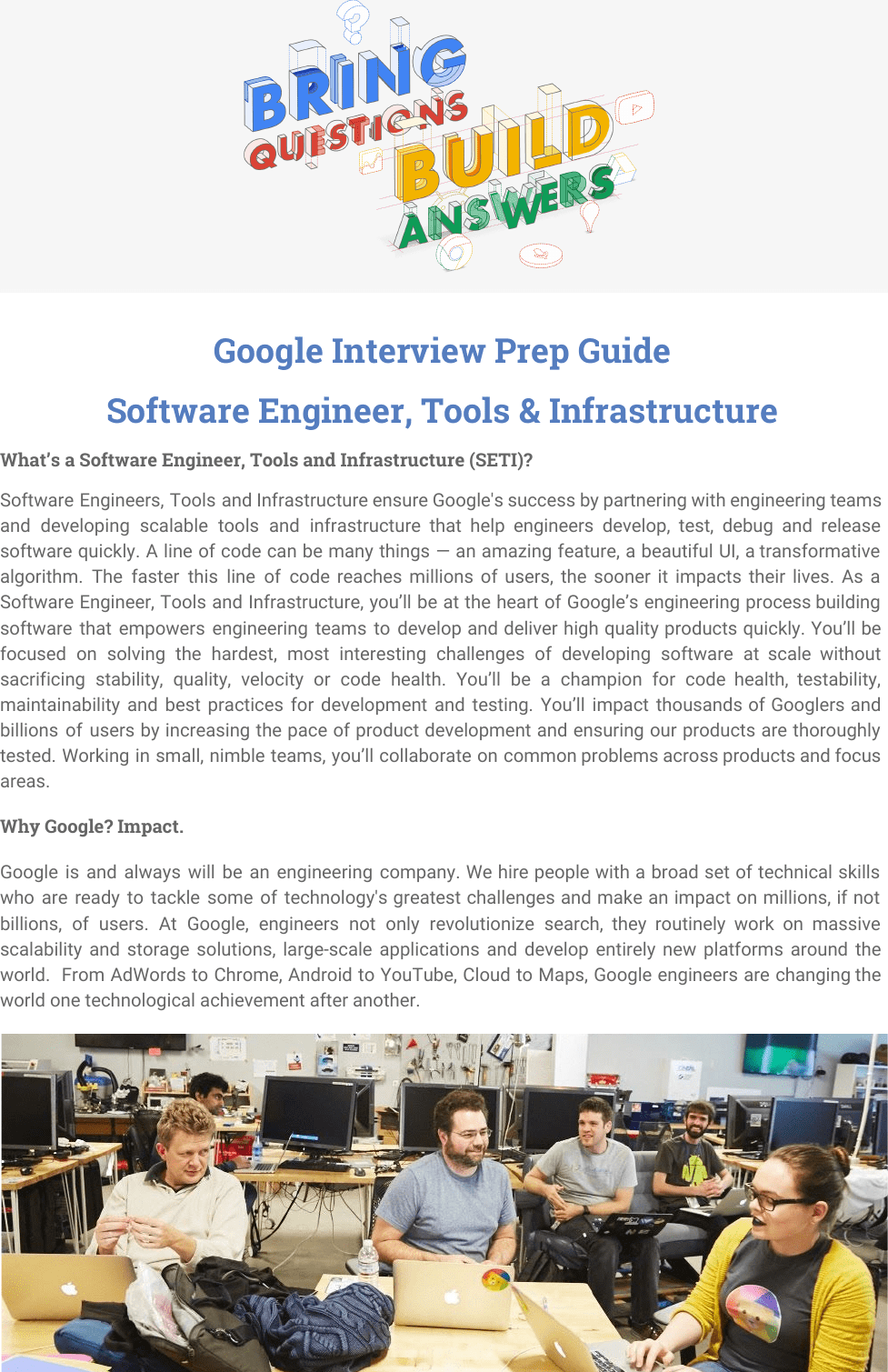 [SETI Google Interview Prep Guide] Software Engineer Tools Infrastructure