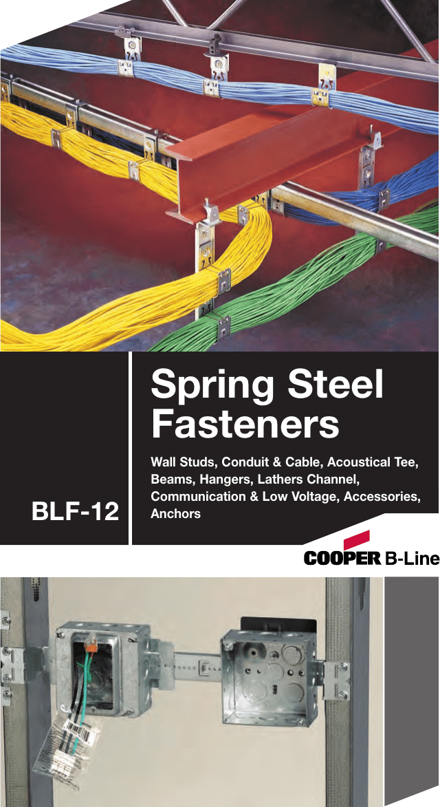 Cooper B Line Spring Steel Fasteners Catalog 93022