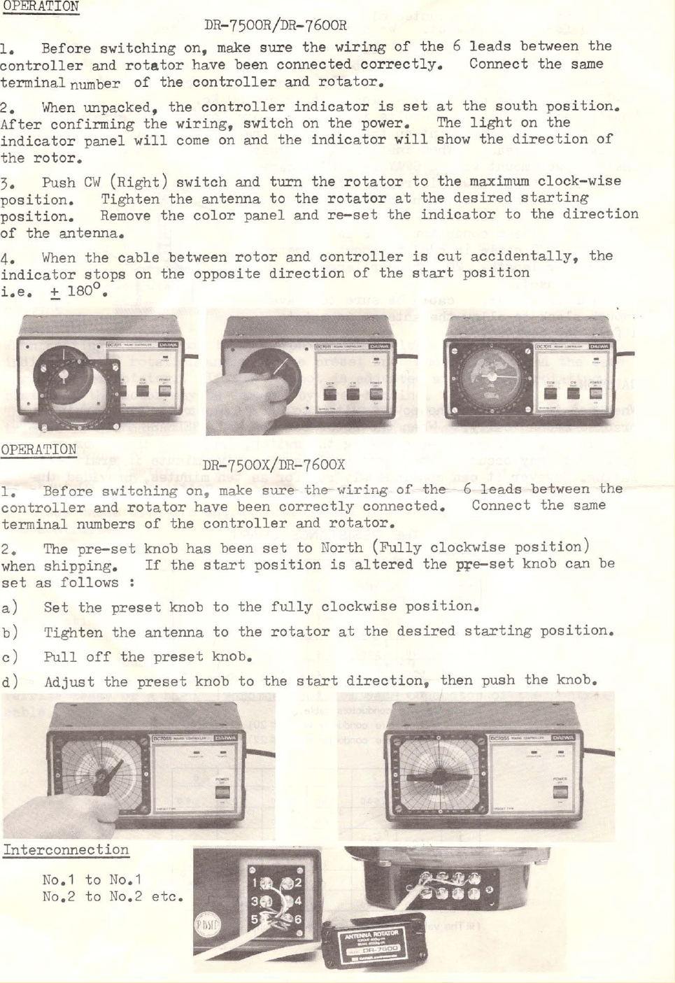 Daiwa DR 7500 7600 Instructions Rotator User Manual
