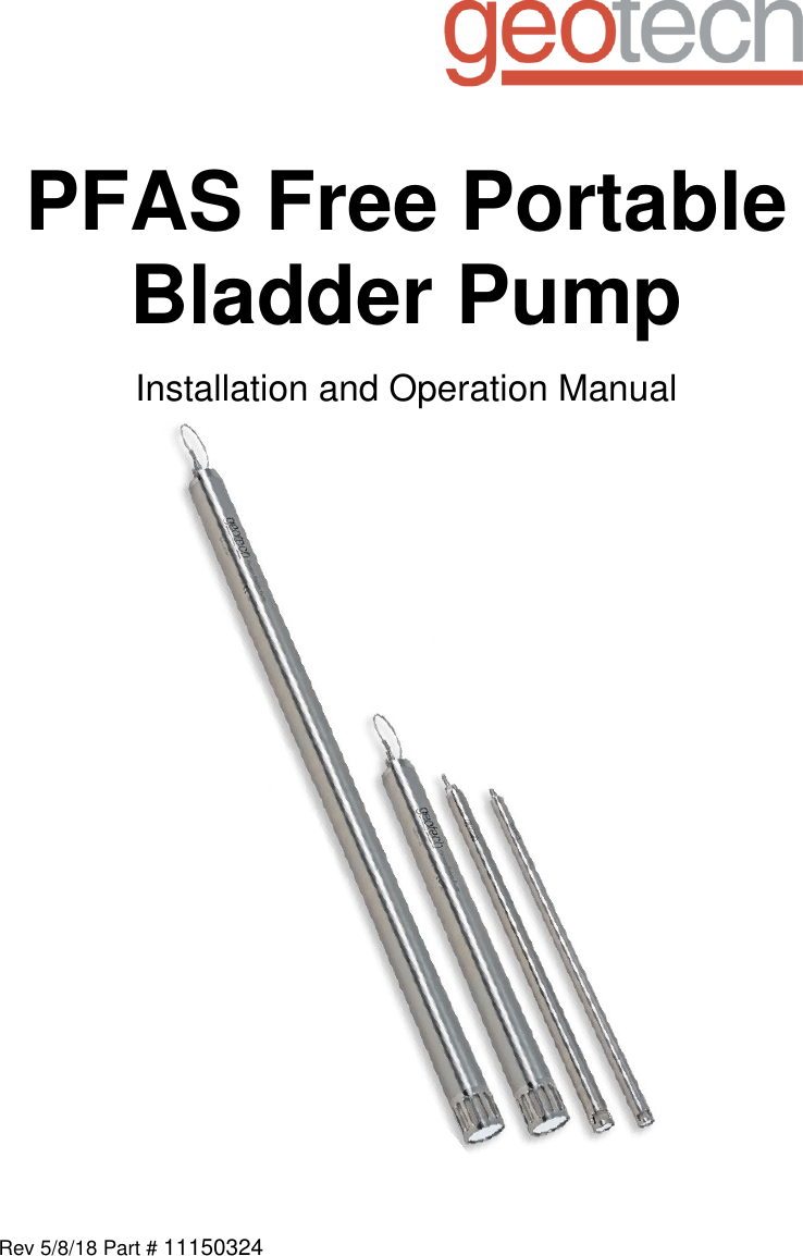 Geotech PFAS Free Portable Bladder Pump Installation And Operation Manual