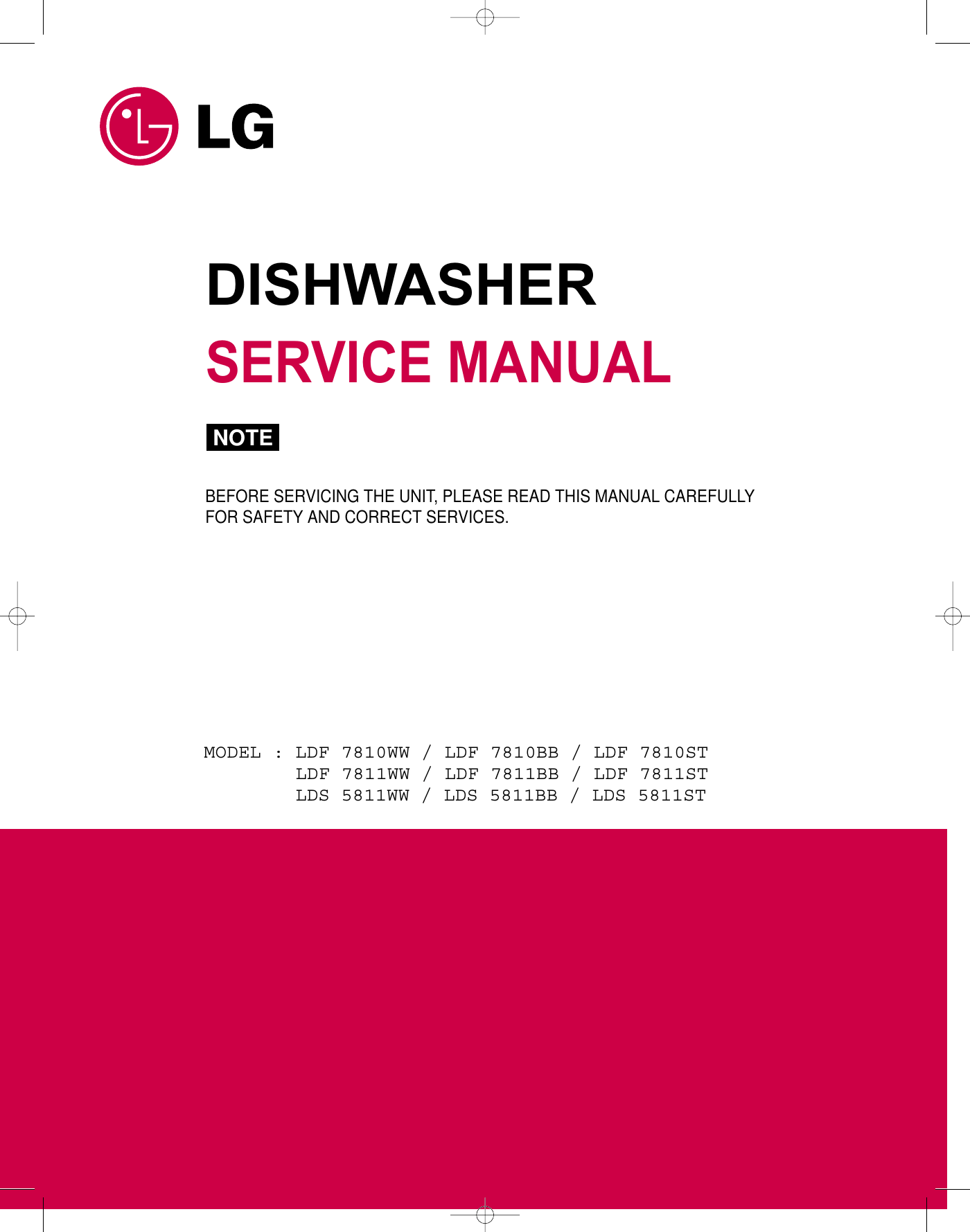 LG Dishwasher LDS5811 Service Manual