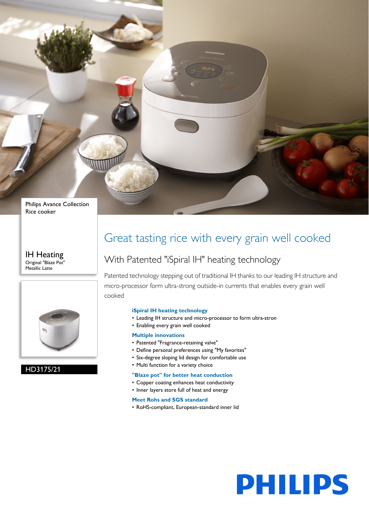 Philips HD3175/21 Rice Cooker User Manual Leaflet Hd3175 21 Pss Engsg