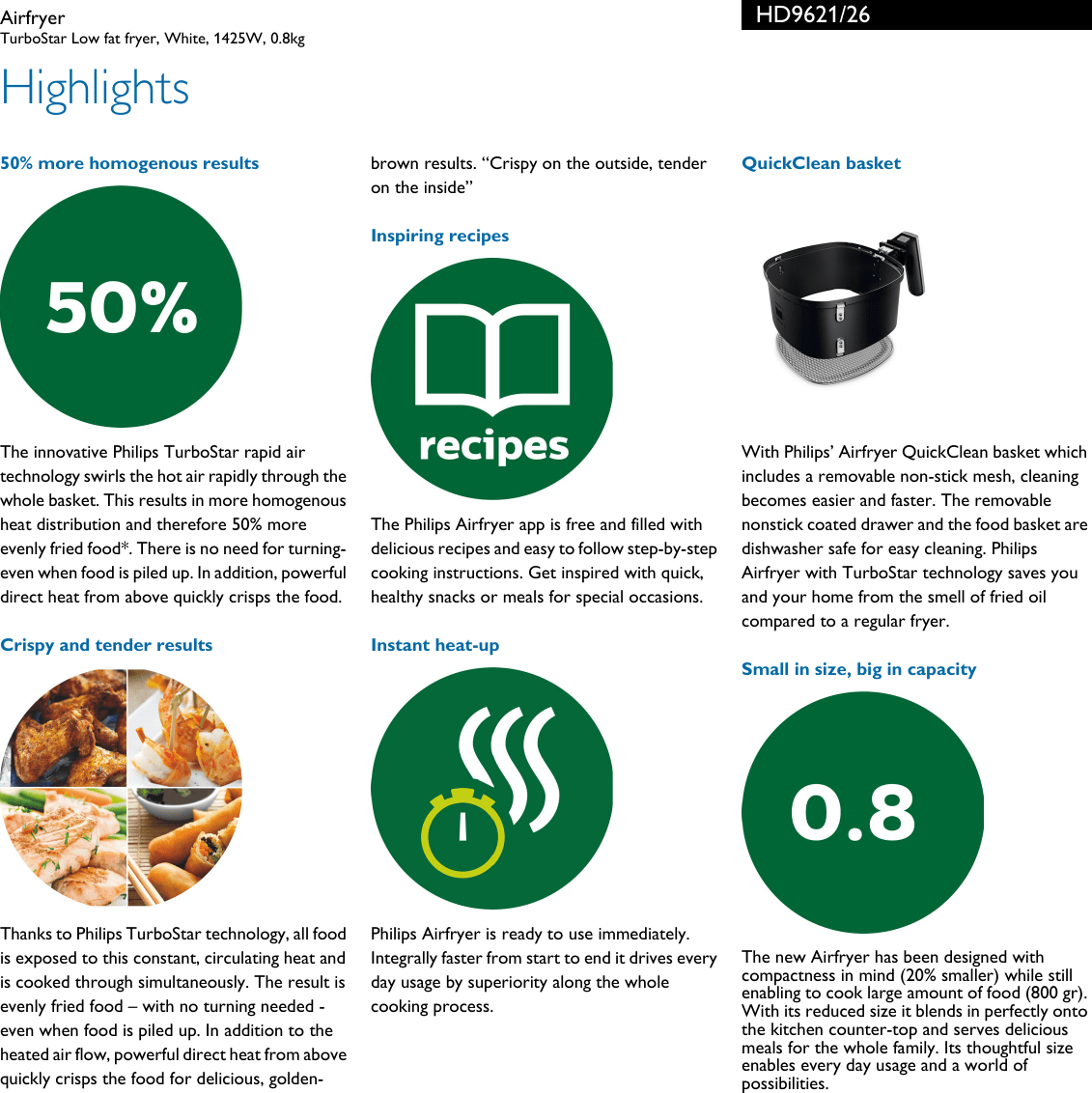 Philips HD9621/26 Airfryer User Manual Leaflet Hd9621 26 Pss Aenus