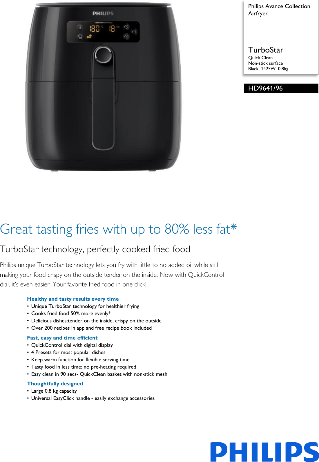 Philips HD9641/96 Airfryer User Manual Leaflet Hd9641 96 Pss Aenca