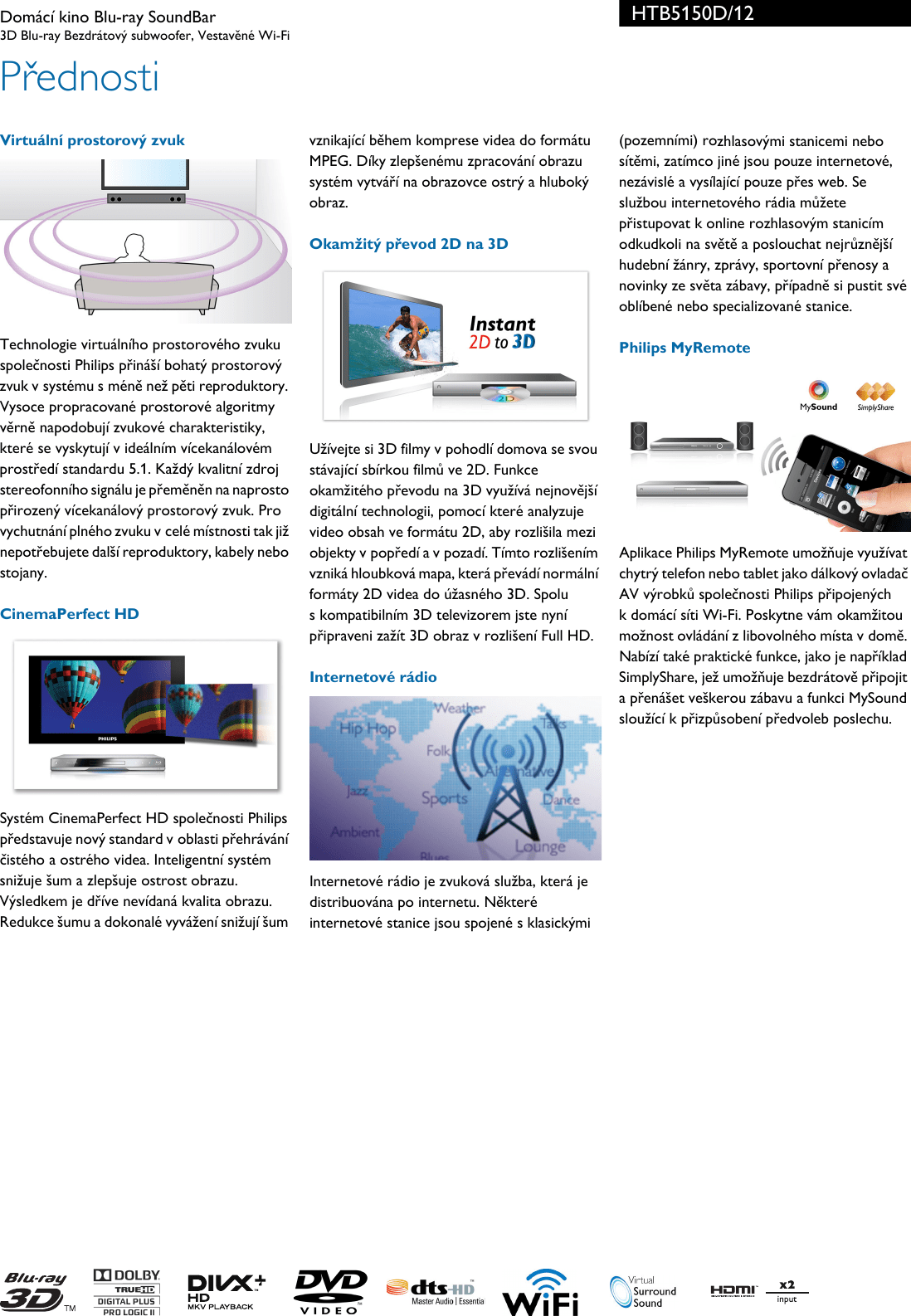 Philips Htb5150d 12 Domaci Kino Blu Ray Soundbar User Manual Specifikacni List Vyrobku Htb5150d 12 Pss Cescz