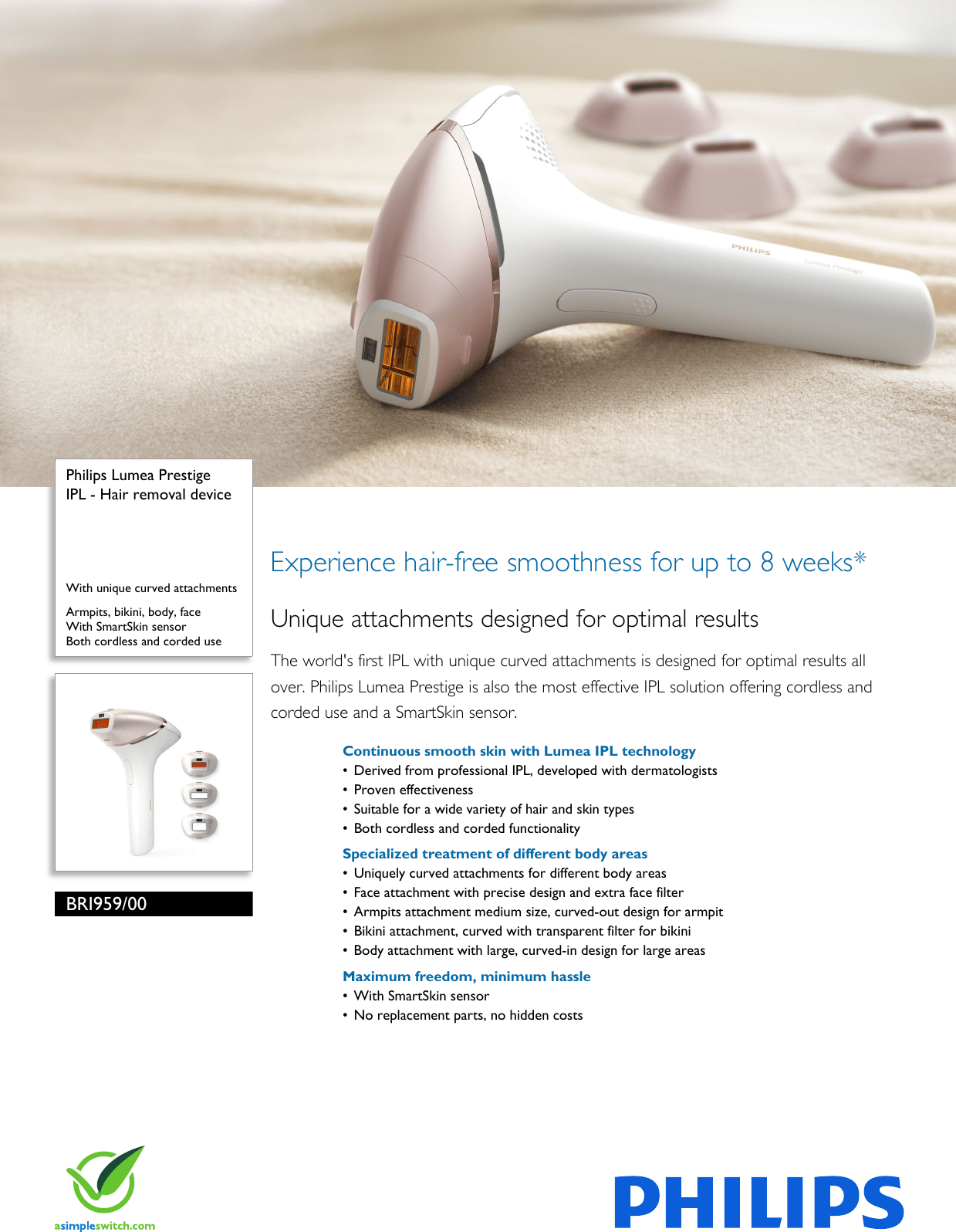 Philips Bri959/00 Ipl Hair Removal Device Karta Produktowa Bri959 00 Pss