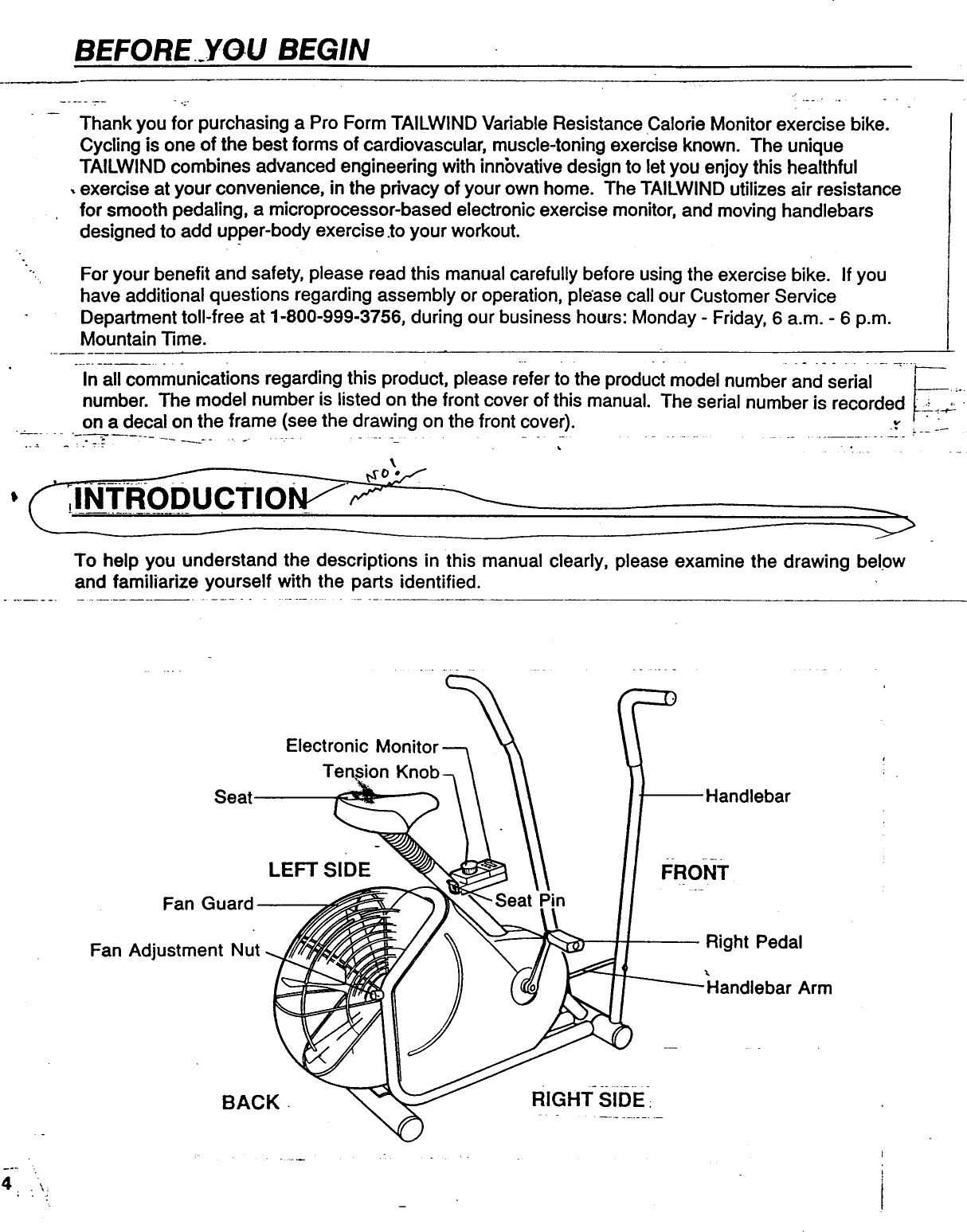 Proform Pf411300 Tailwind Bike Users Manual