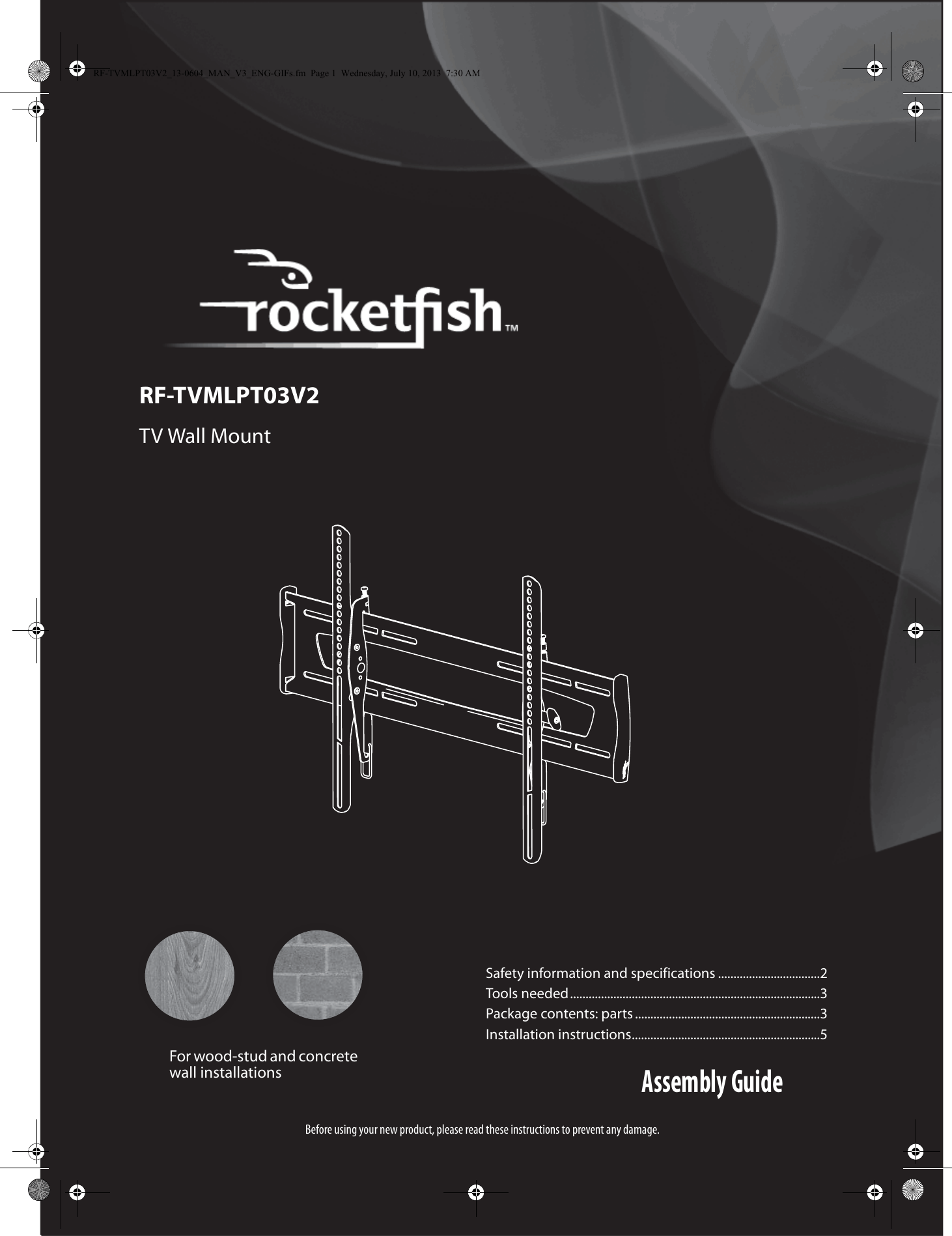 Rocket Fish Rf Tvmlpt03 Quick Start Guide TVMLPT03V2_13 0604_MAN_V3_ENG