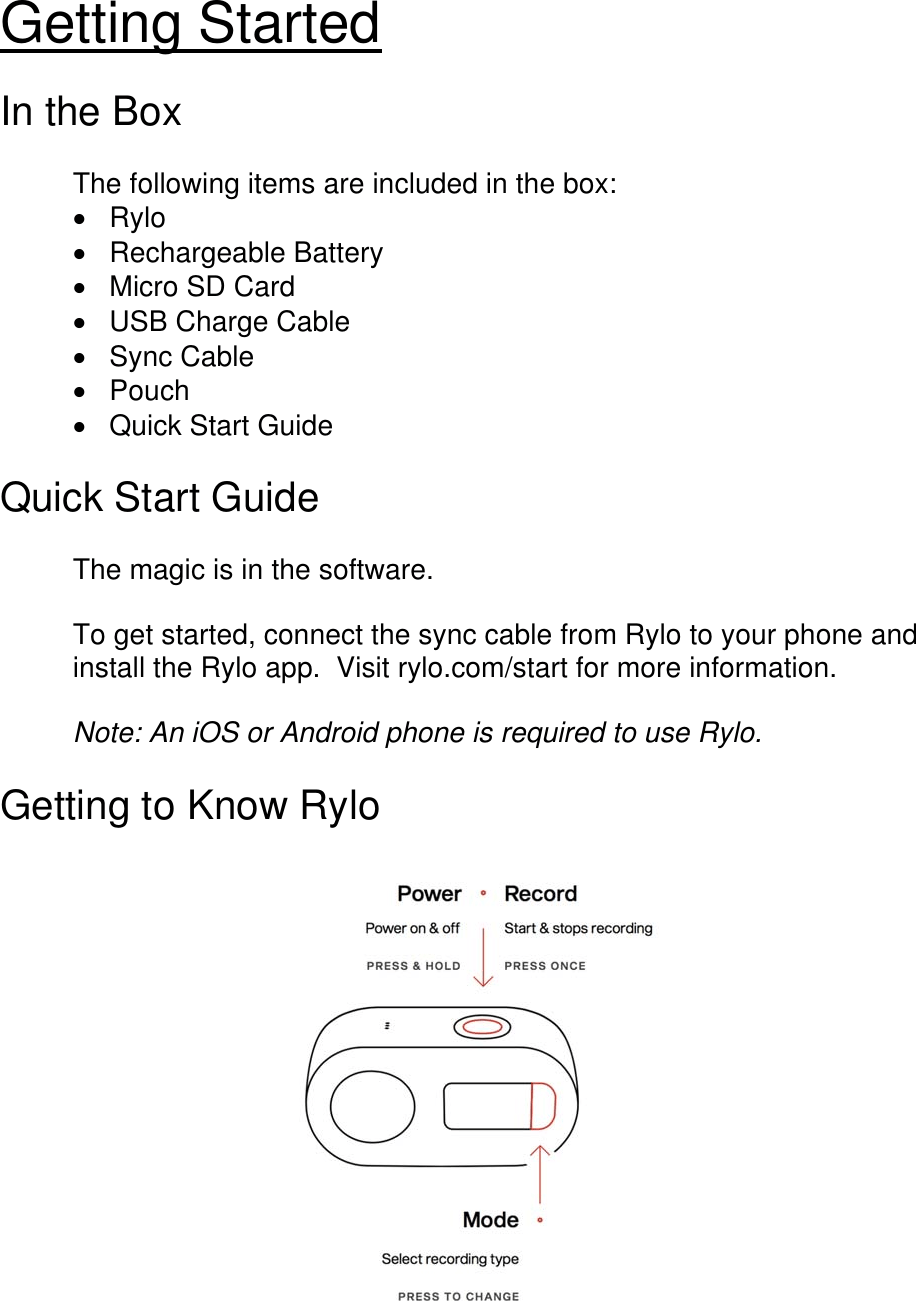 Rylo 0101A Rylo User Manual manual preliminary 20170929
