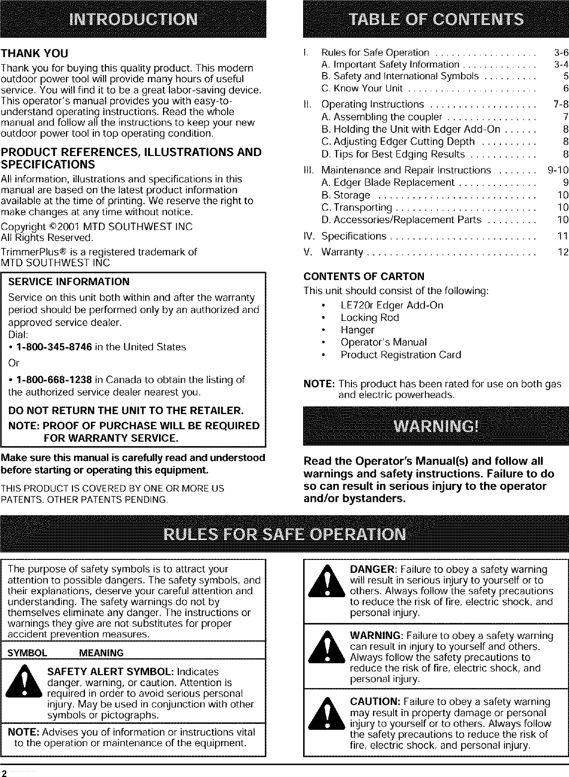 Ryobi LE720R User Manual LAWN EDGER Manuals And Guides L0403051