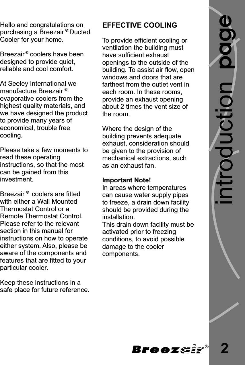 Seeley SIA06 Remote control transmitter User Manual Breezair Freedom