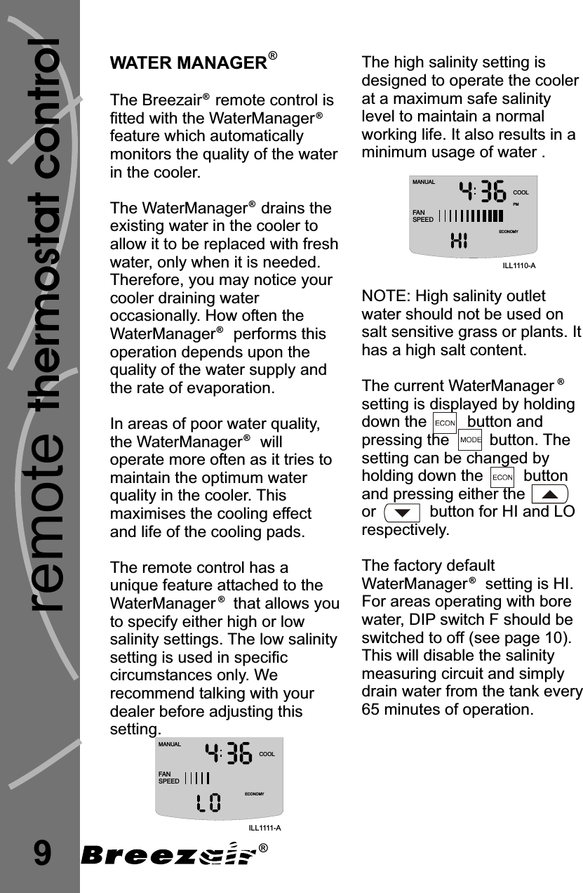 Seeley SIA06 Remote control transmitter User Manual Breezair Freedom