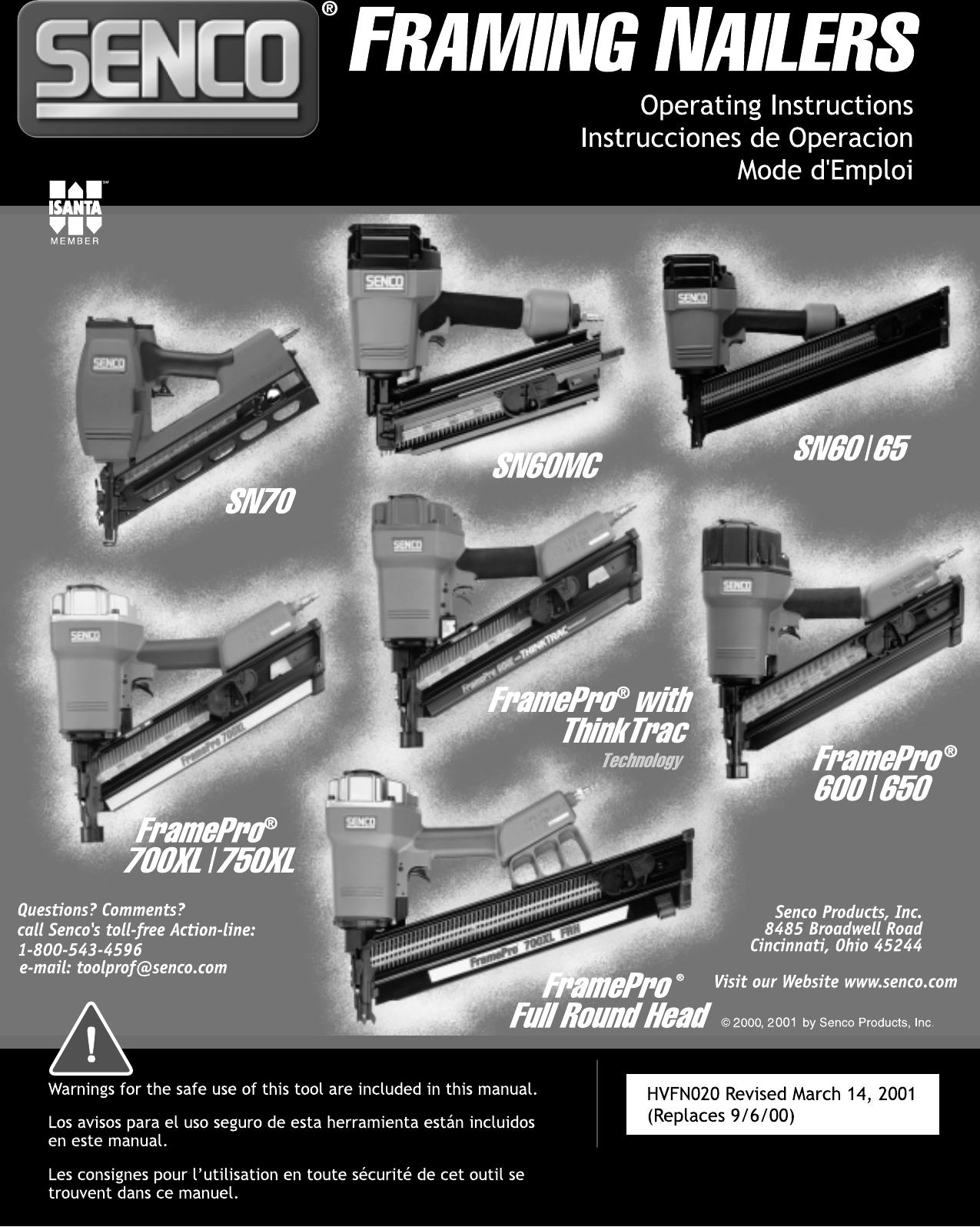 Senco Framepro 600 Users Manual Framing Nailers