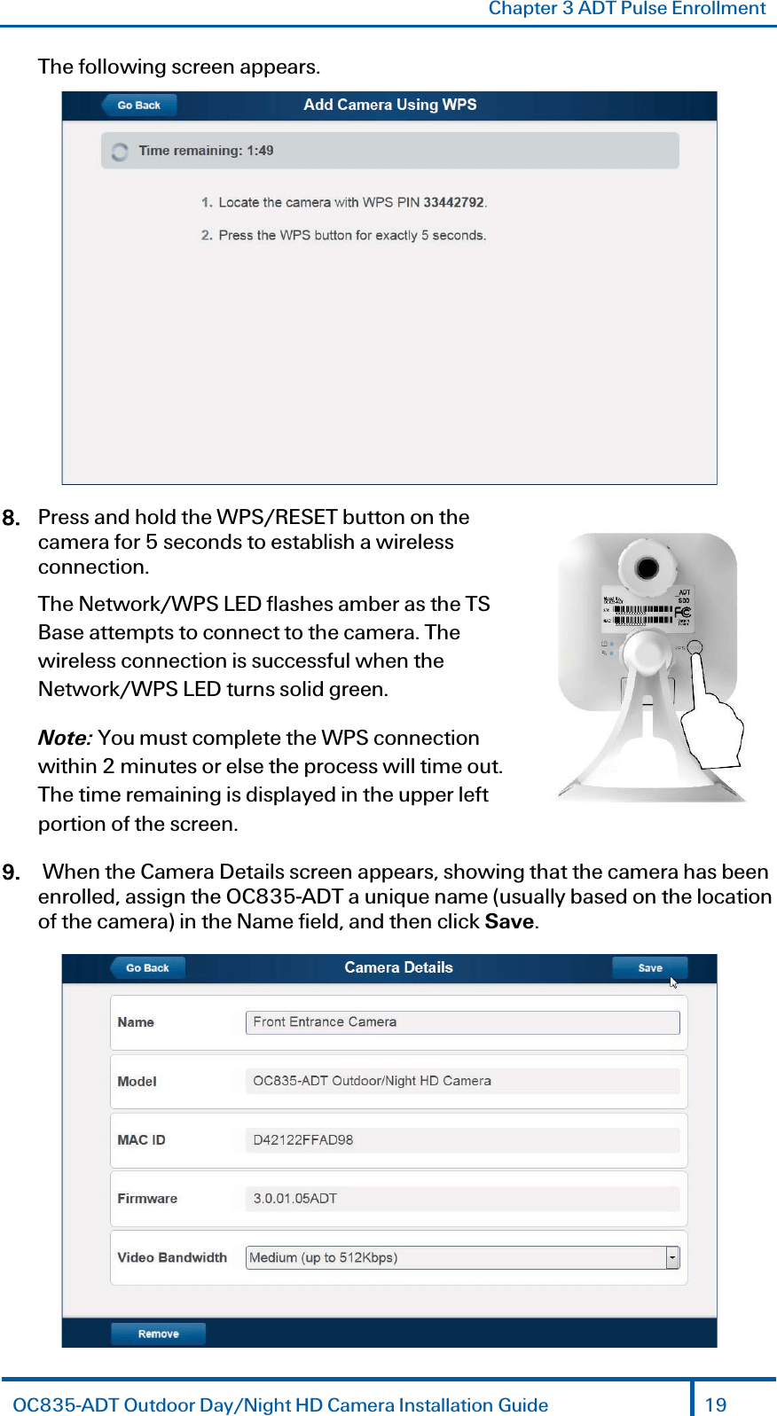 OC835 Waterproof HD IP Camera User Manual OC835 ADT Waterproof