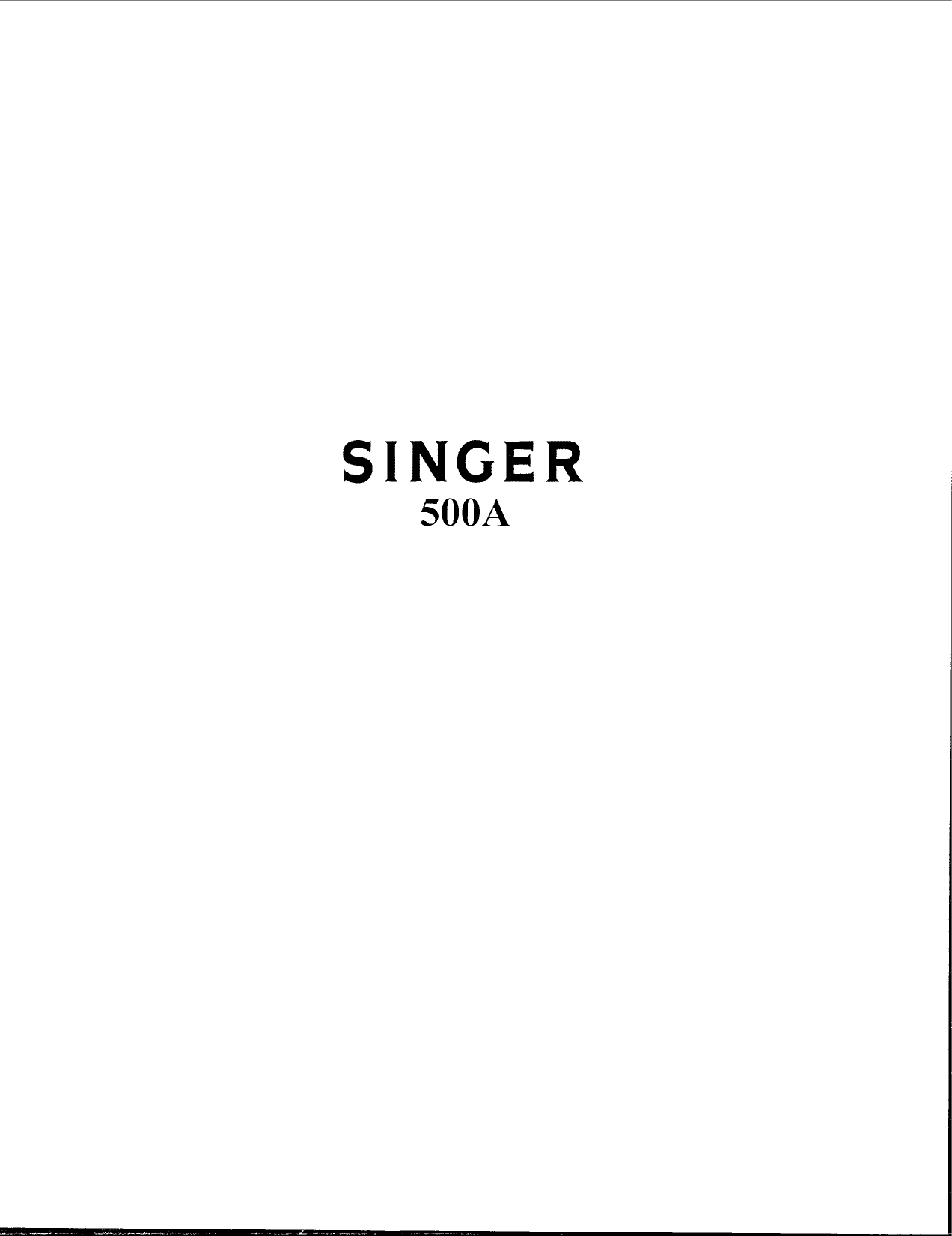 Singer 500A Users Manual