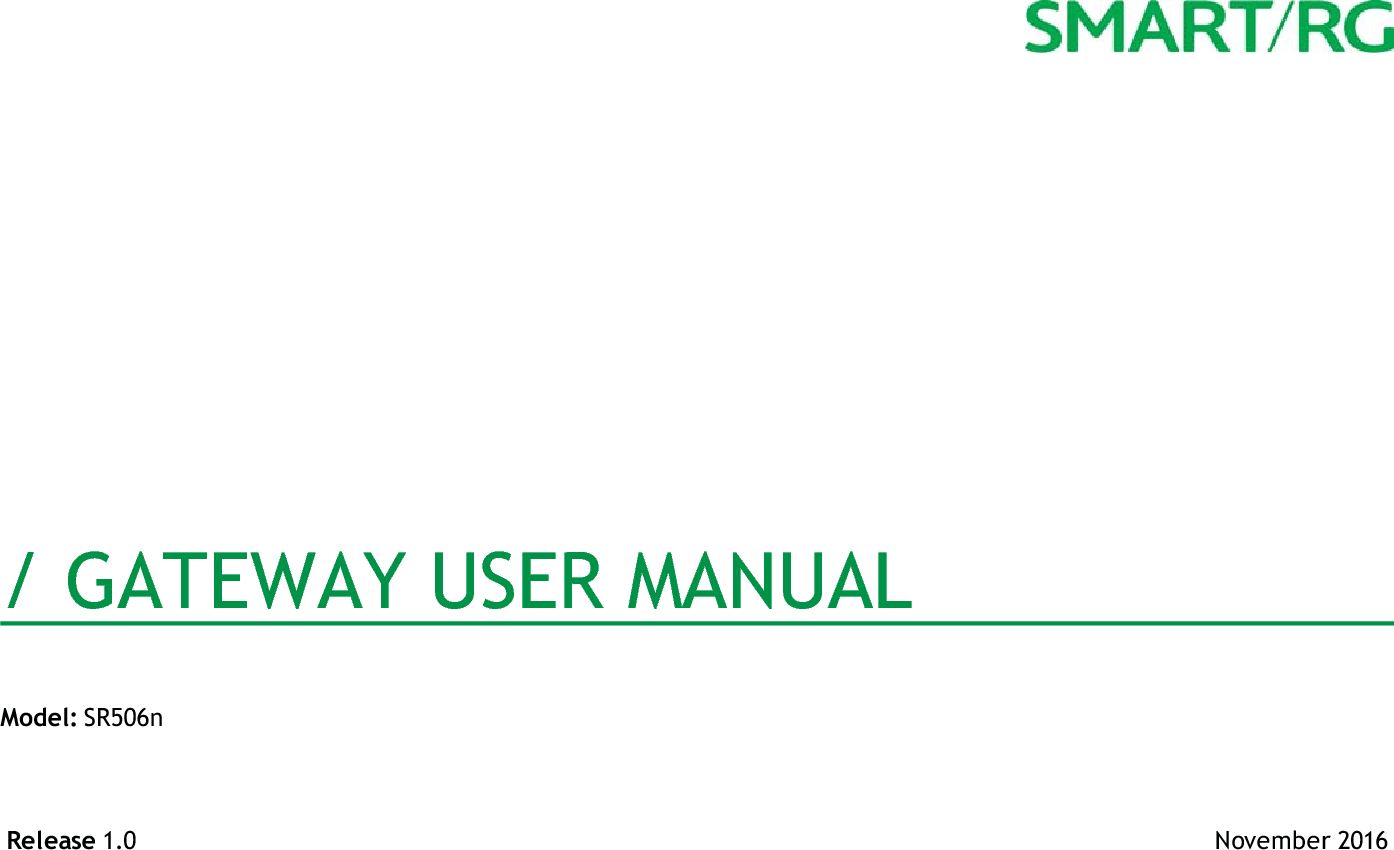 SmartRG SR506N 802.11n VDSL2 Router User Manual SR506n Gateway