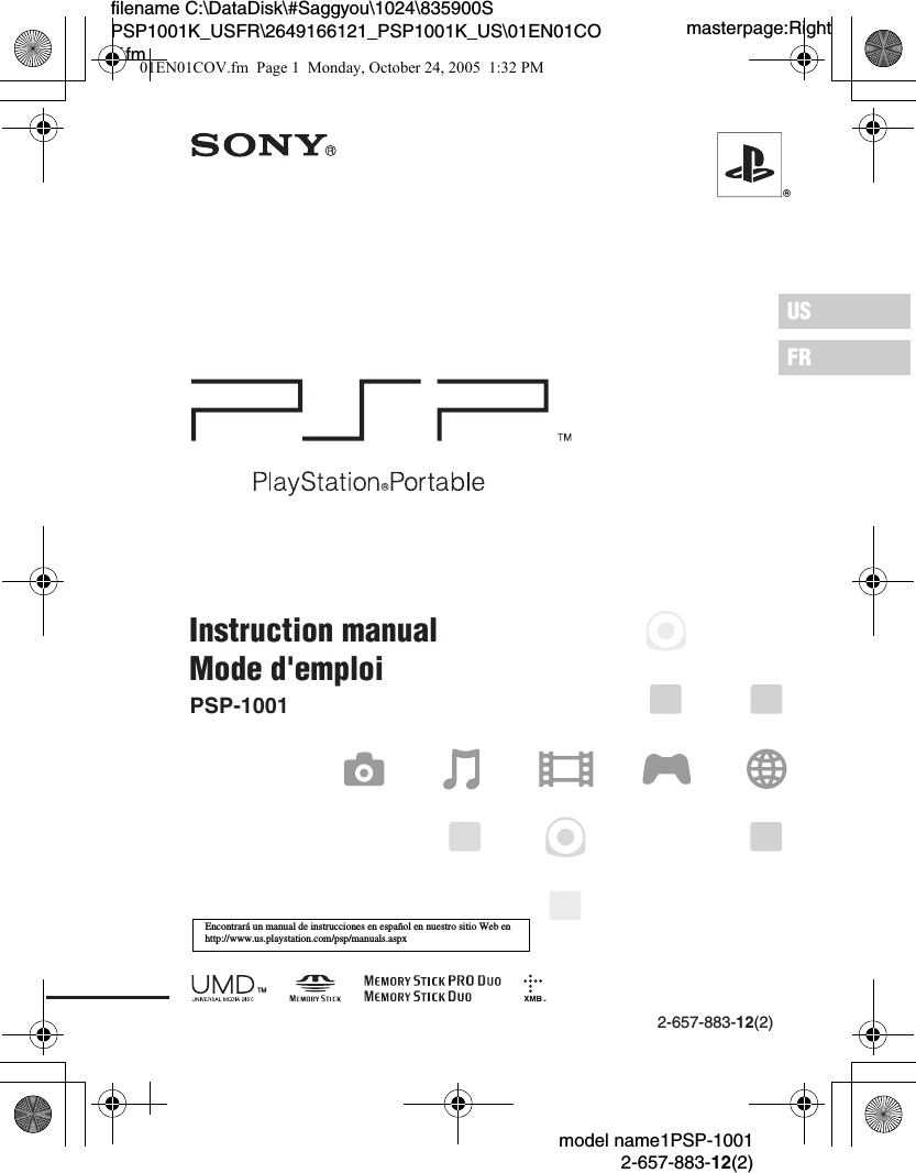 Sony Group PSP1001B PSP User Manual PSP 1001