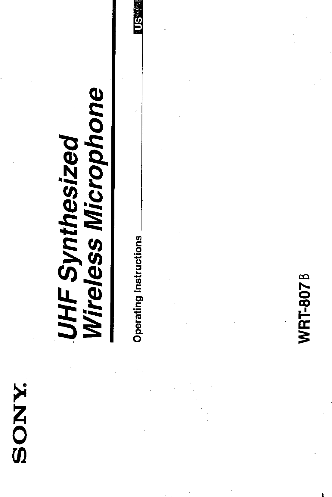 Sony Group WRT807B UHF Synthesized Wireless Microphone User Manual Exhibit E Operating Instructions