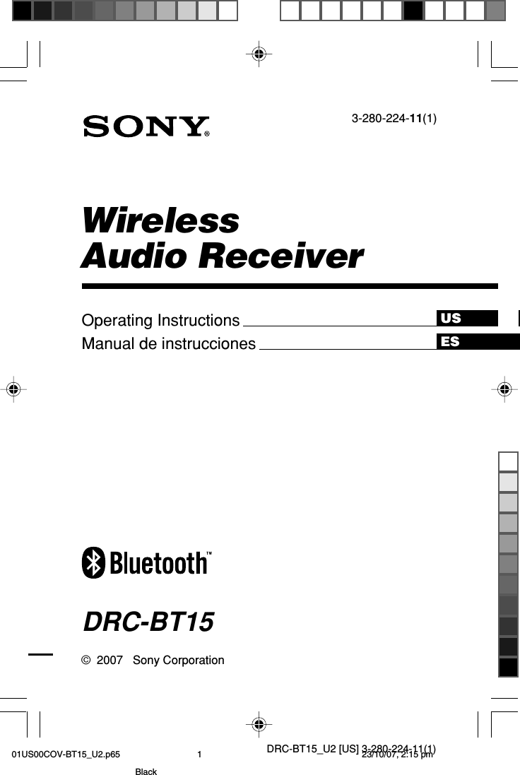 Sony DRCBT15 Wireless Audio Receiver User Manual DRC BT15