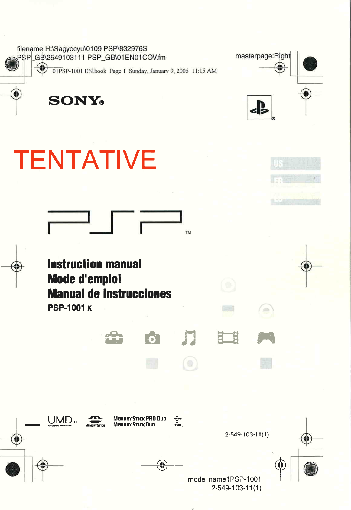 Sony PSP1001 PSP User Manual Part 1