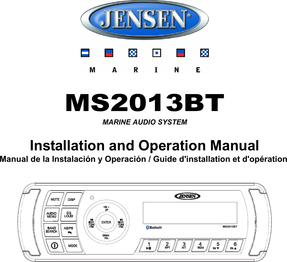 Sounding Audio MS2013BT Jensen Marine AM/FM/USB/Bluetooth User Manual