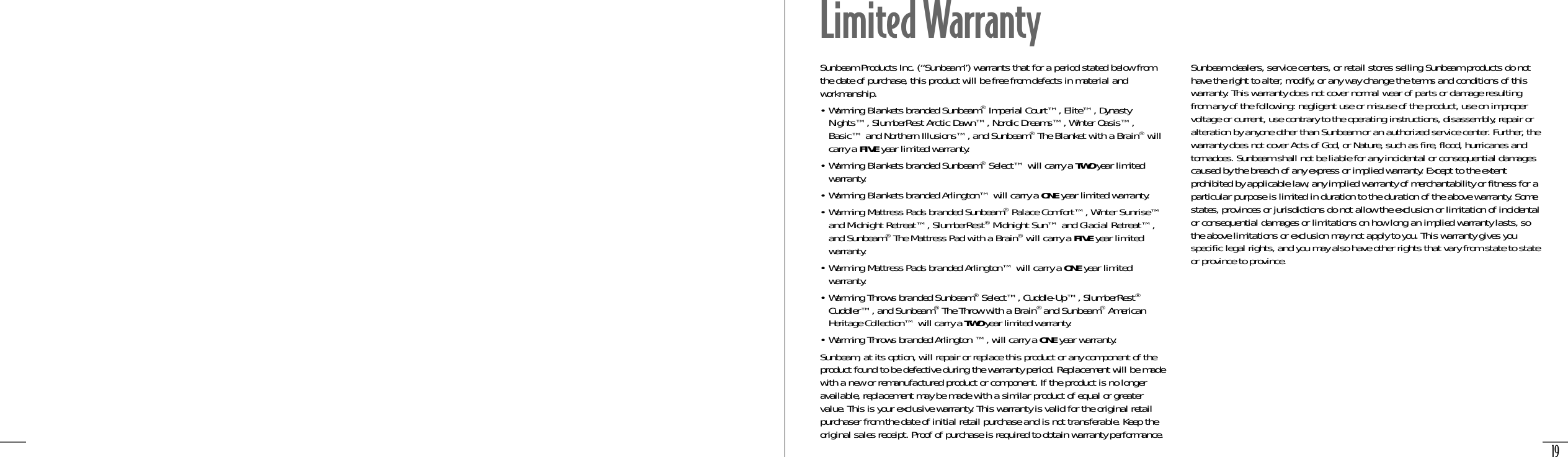 Sunbeam I85R Transmitter Unit of the Remote Bedding Control User Manual