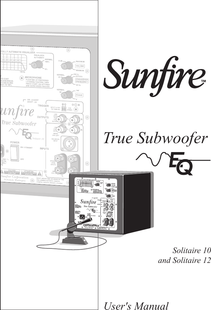 Sunfire True Subwoofer Solitaire 10 Users Manual 91310100_REVB_Sub EQ