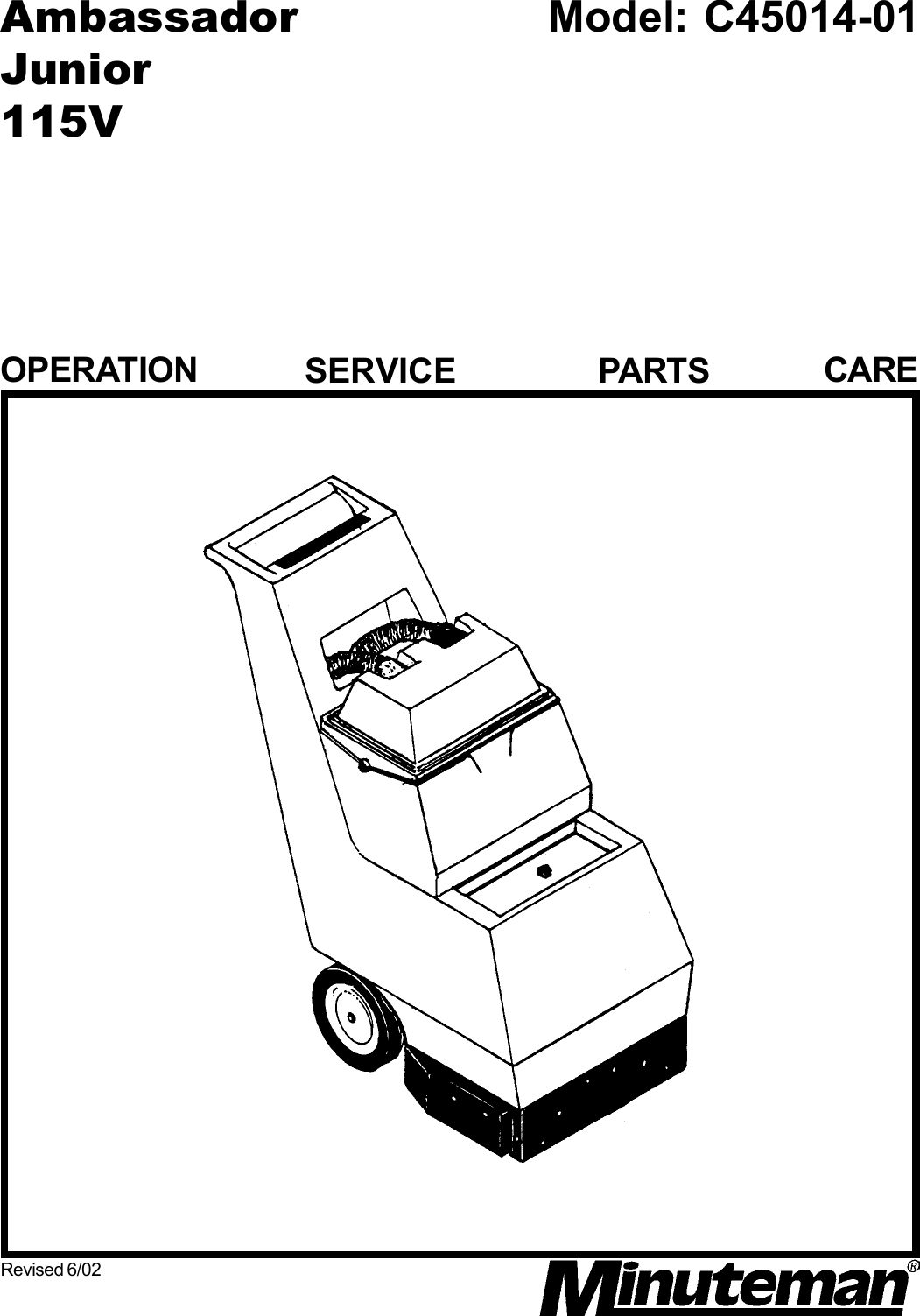 985808, Ambass JR .p65 Minuteman ambassador carpet extractor parts and