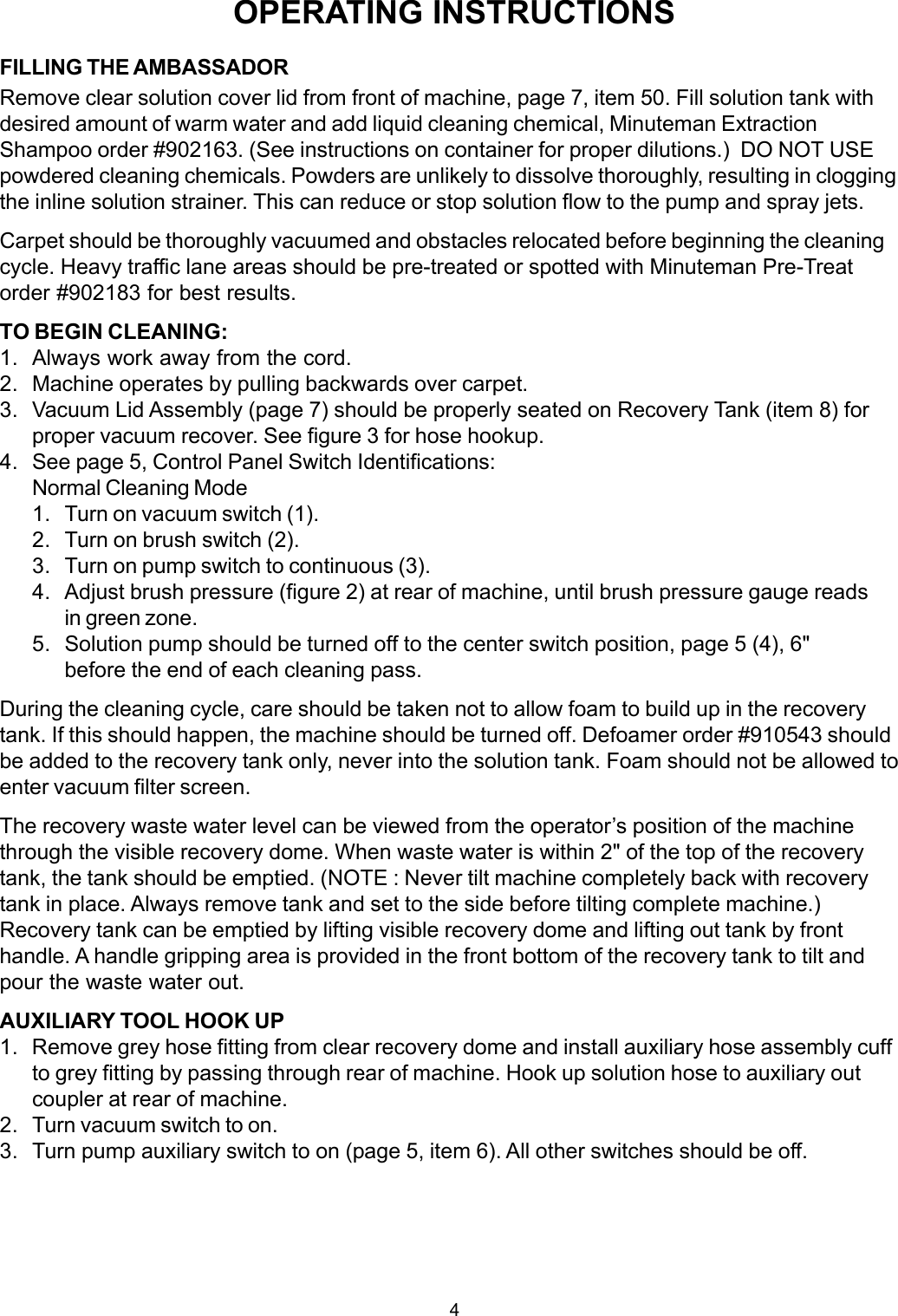 985808, Ambass JR .p65 Minuteman ambassador carpet extractor parts and