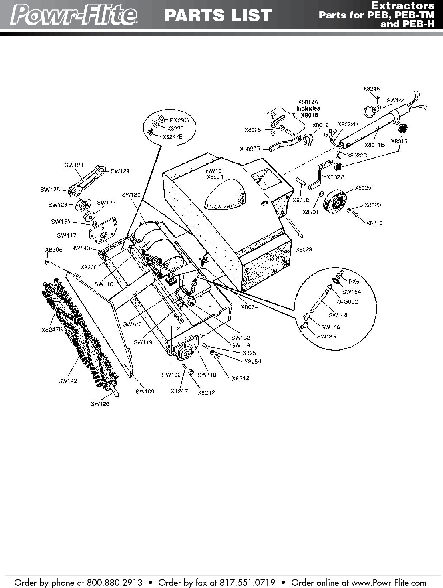 Sweepscrub Powr Flite Peb Carpet Extractor Parts List User Manual