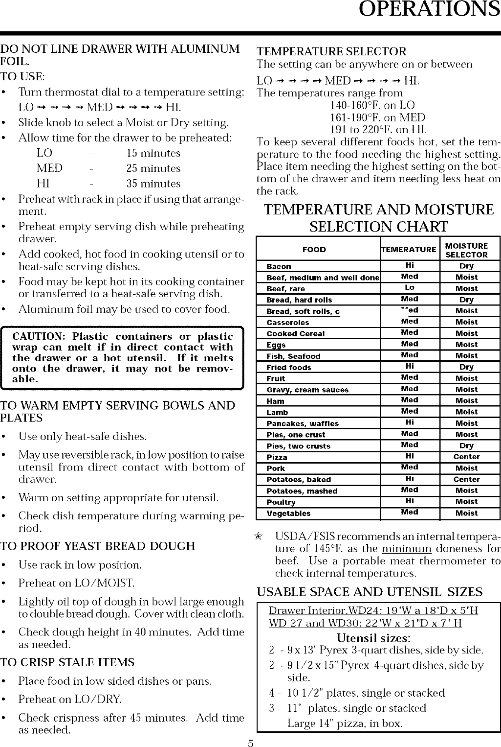 THERMADOR Warming Drawer Manual L0501546