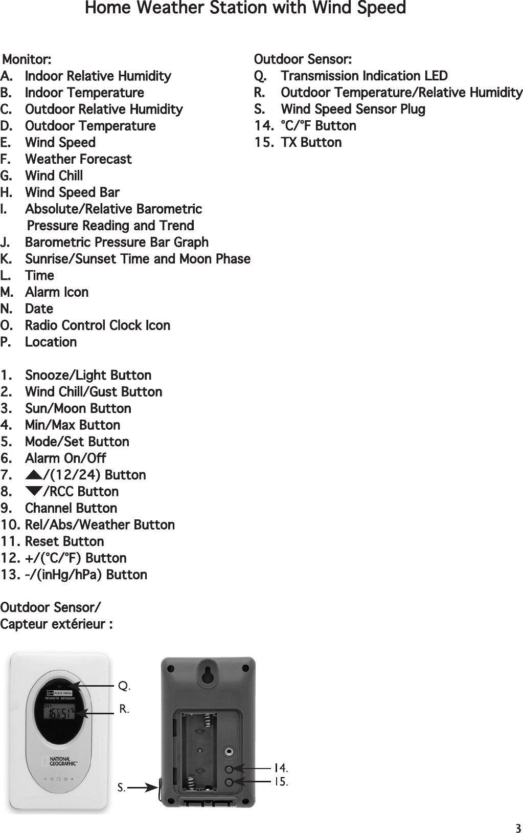 Thermor 321RX Home weather station User Manual