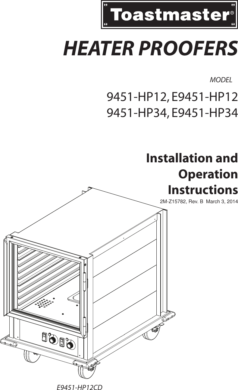 Toastmaster Clock Radio 9451 Hp12 Users Manual Heater / Proofer