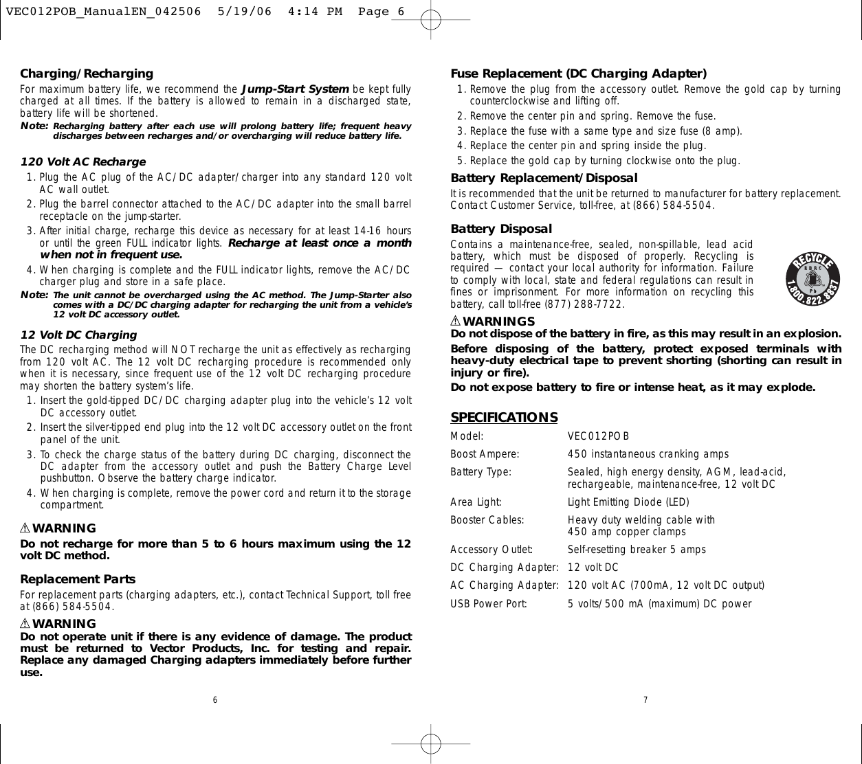 Vector Power On Board Vec012Pob Users Manual ManualsLib Makes It Easy