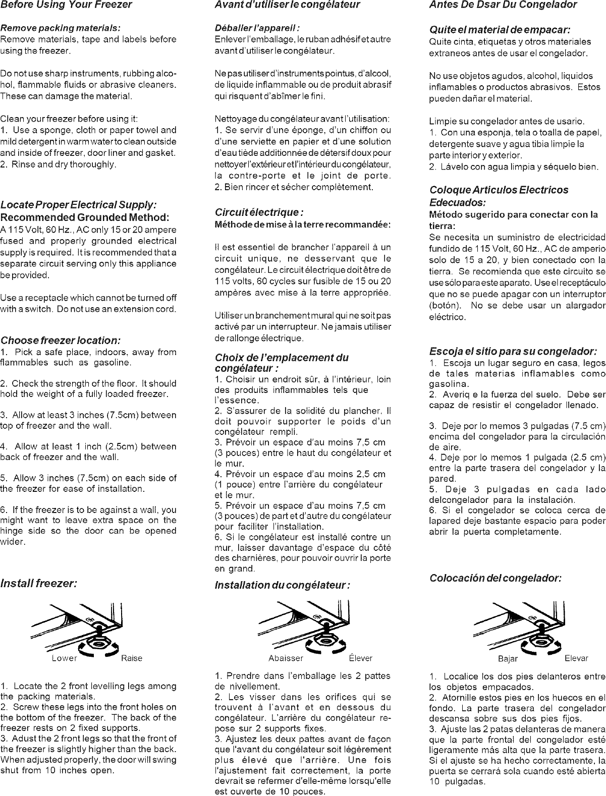 WC WOOD Upright Freezer Manual L0709284