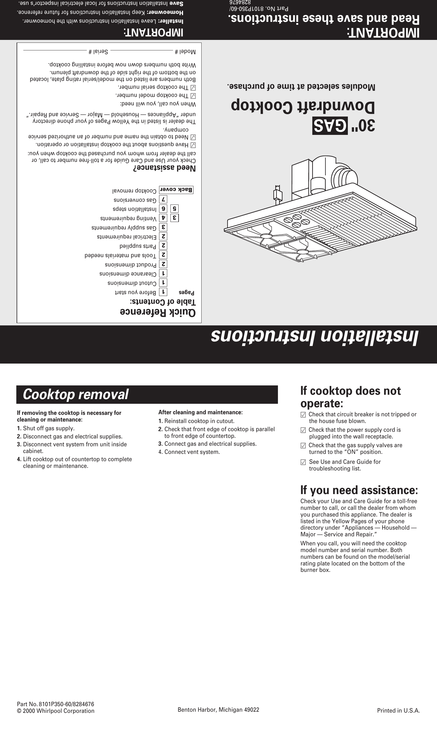 Whirlpool Sc8720Edb Quick Start Guide