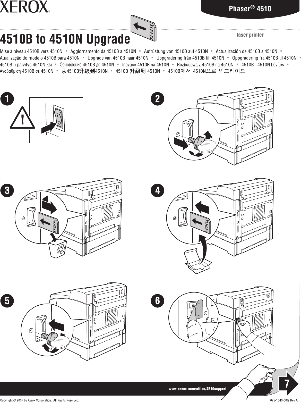 Xerox 4510 Duplex Unit, Adding Memory, Hard Drive, Flash 4510B To 4510N