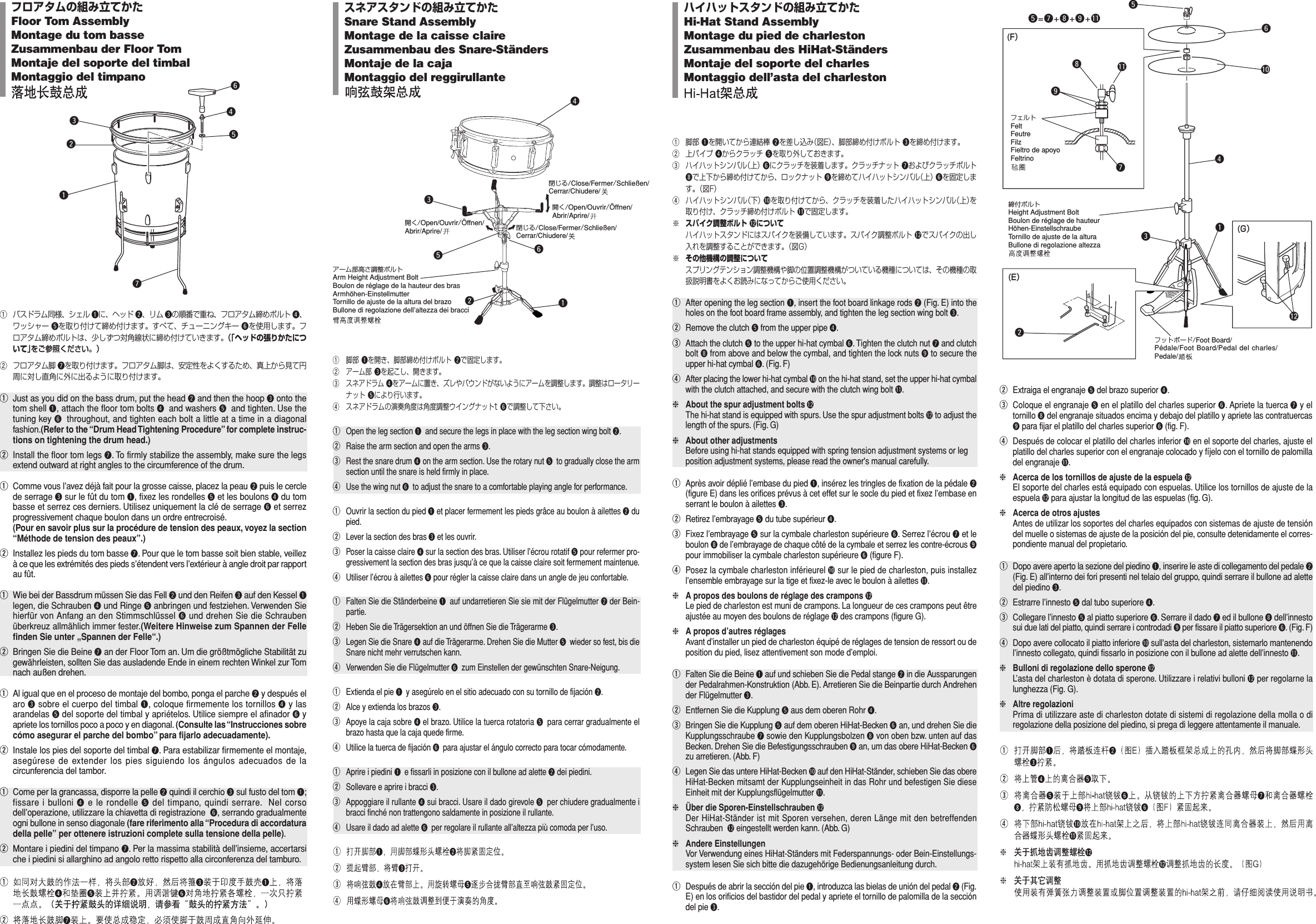 Yamaha Drums Drum Set General Assembly Manual Drumset