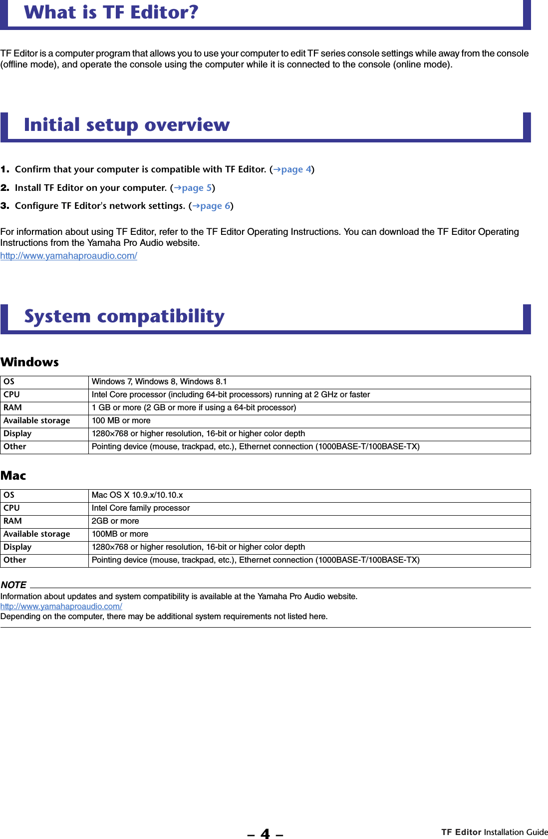Yamaha TF Editor Installation Guide Tfeditor Ig En B0