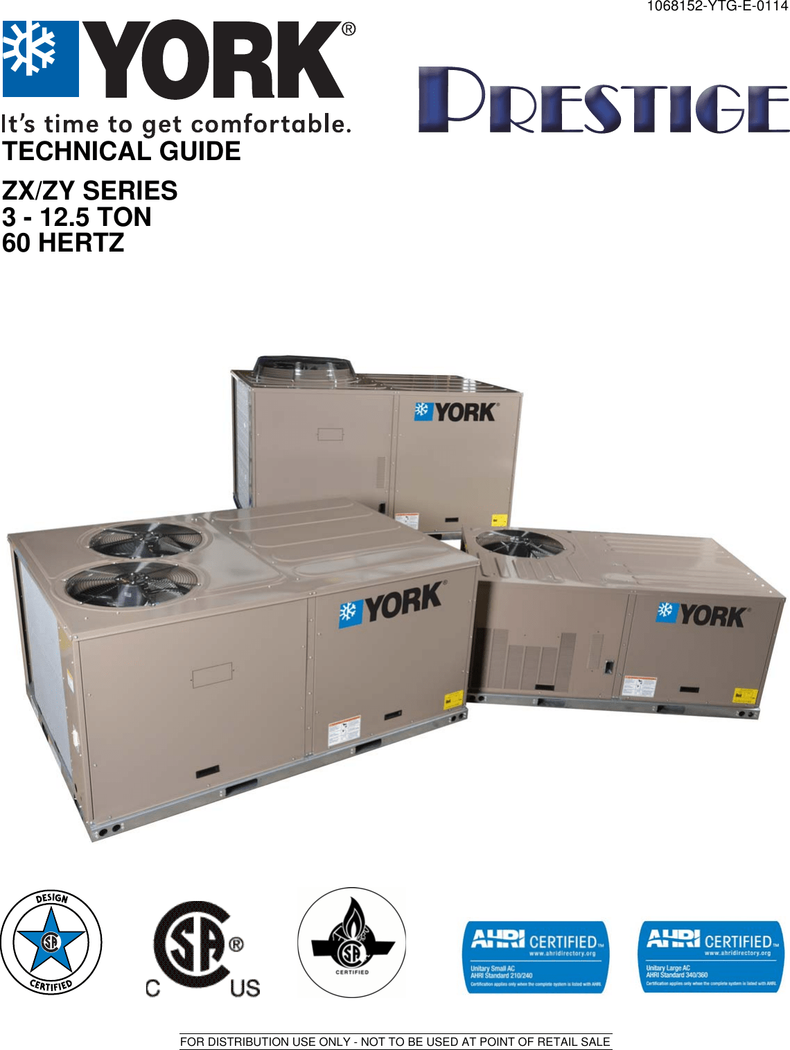 York Zx Prestige Rooftop Unit Technical Guide 1068152 YTG E 0114