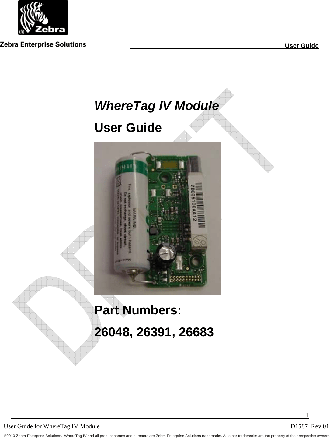 Zebra Technologies TFF2005 WhereTag IV Module User Manual
