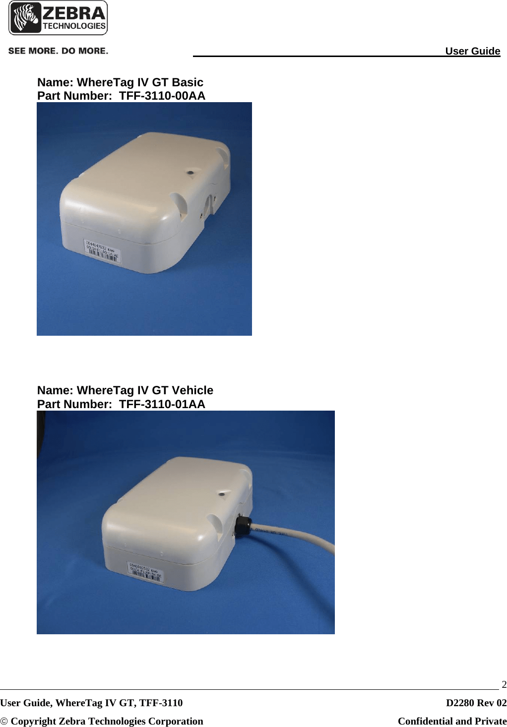 Zebra Technologies TFF3110 WhereTag IV GT User Manual User Guide