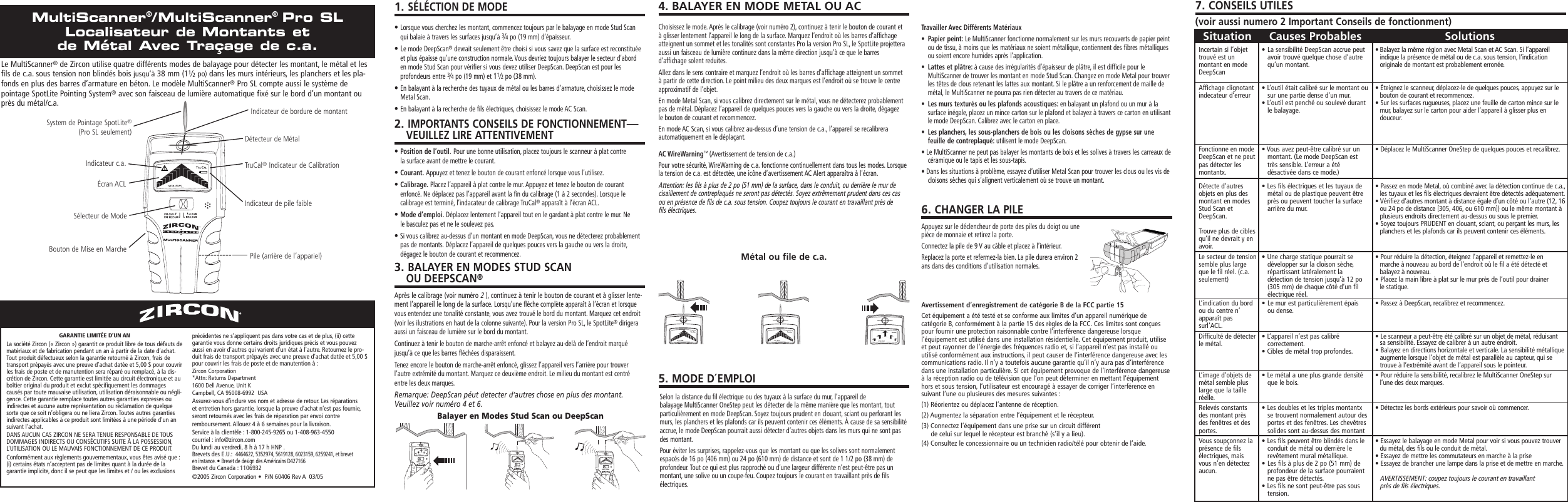 Zircon Multiscanner Pro Sl Owner S Manual