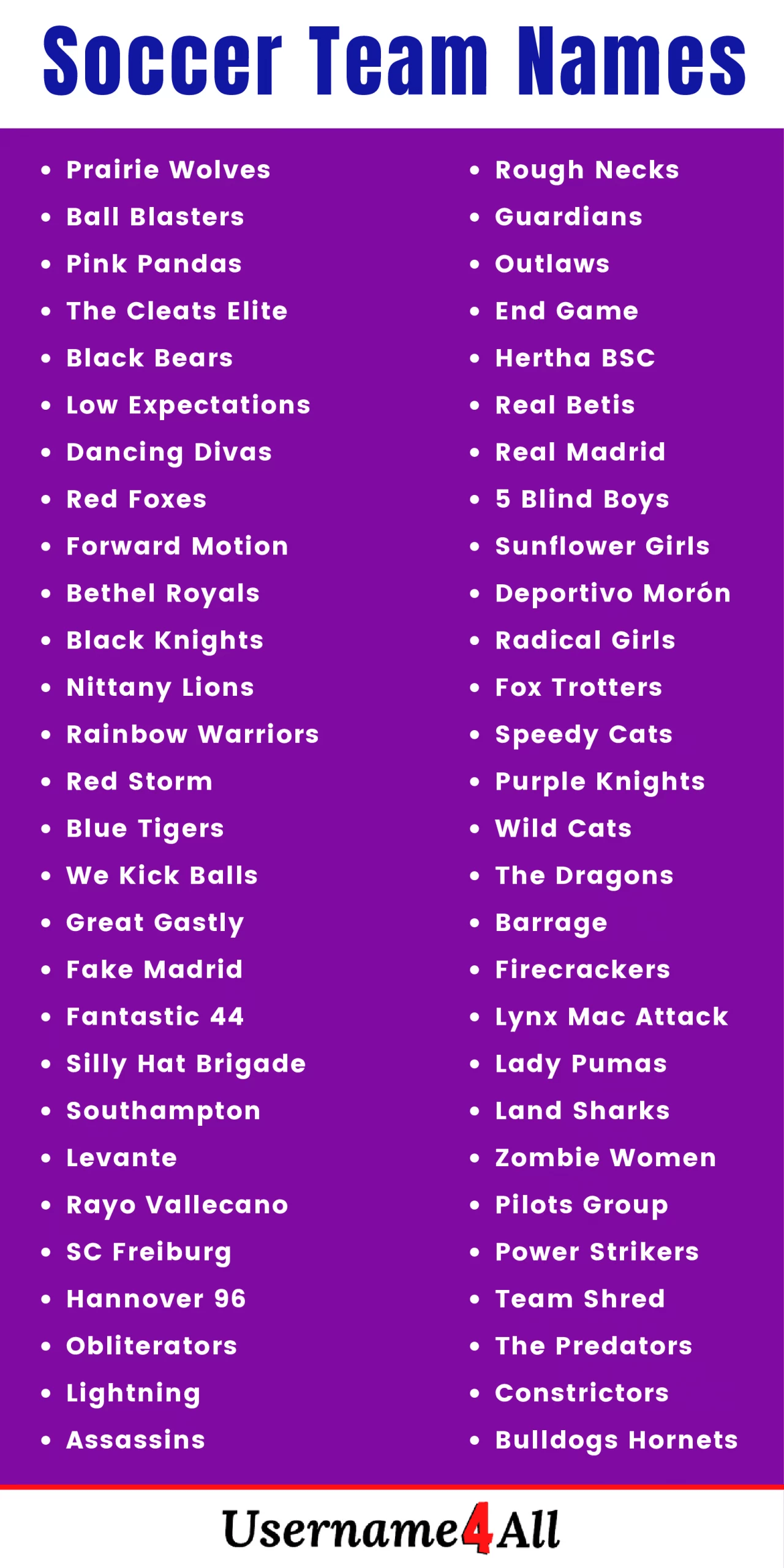 161 Best Soccer Team Names (For Kids And Adults), 59 OFF