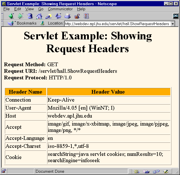 Servlet Tutorial Reading HTTP Request Headers