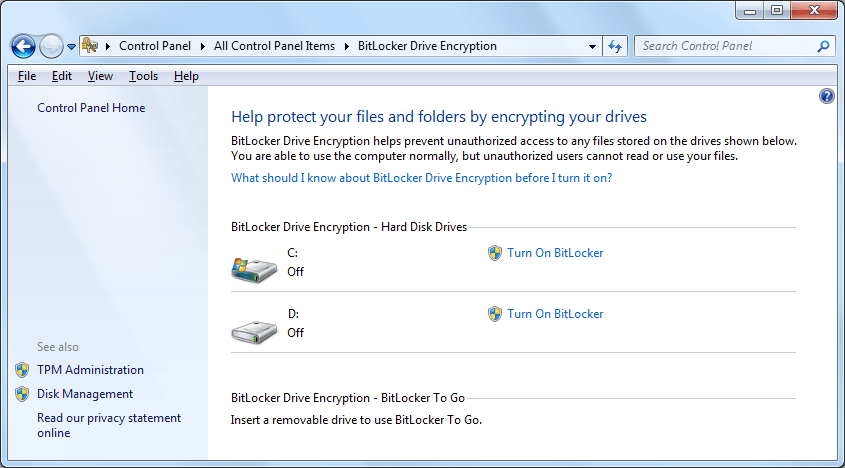 Windows 7 Bitlocker