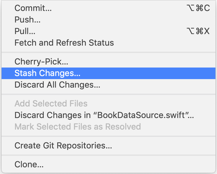 Xcode 11 Git Stashing