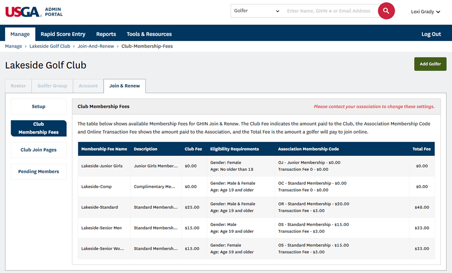 GHIN Join & Renew Club Admin User Guide USGA