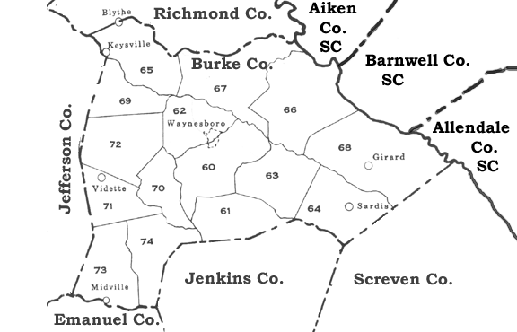 Georgia Militia Districts Map USGenWeb Archives Militia District Maps