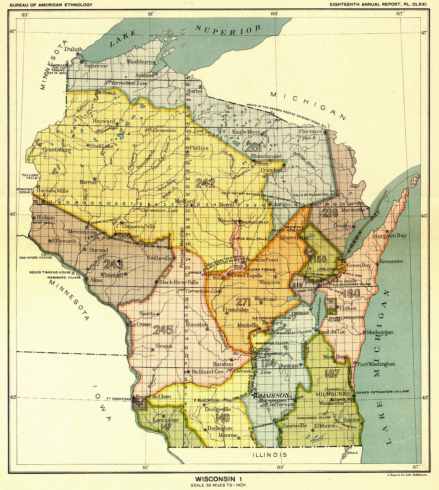Indian Land Cessions in the U. S., Wisconsin 1, Map 64. United States